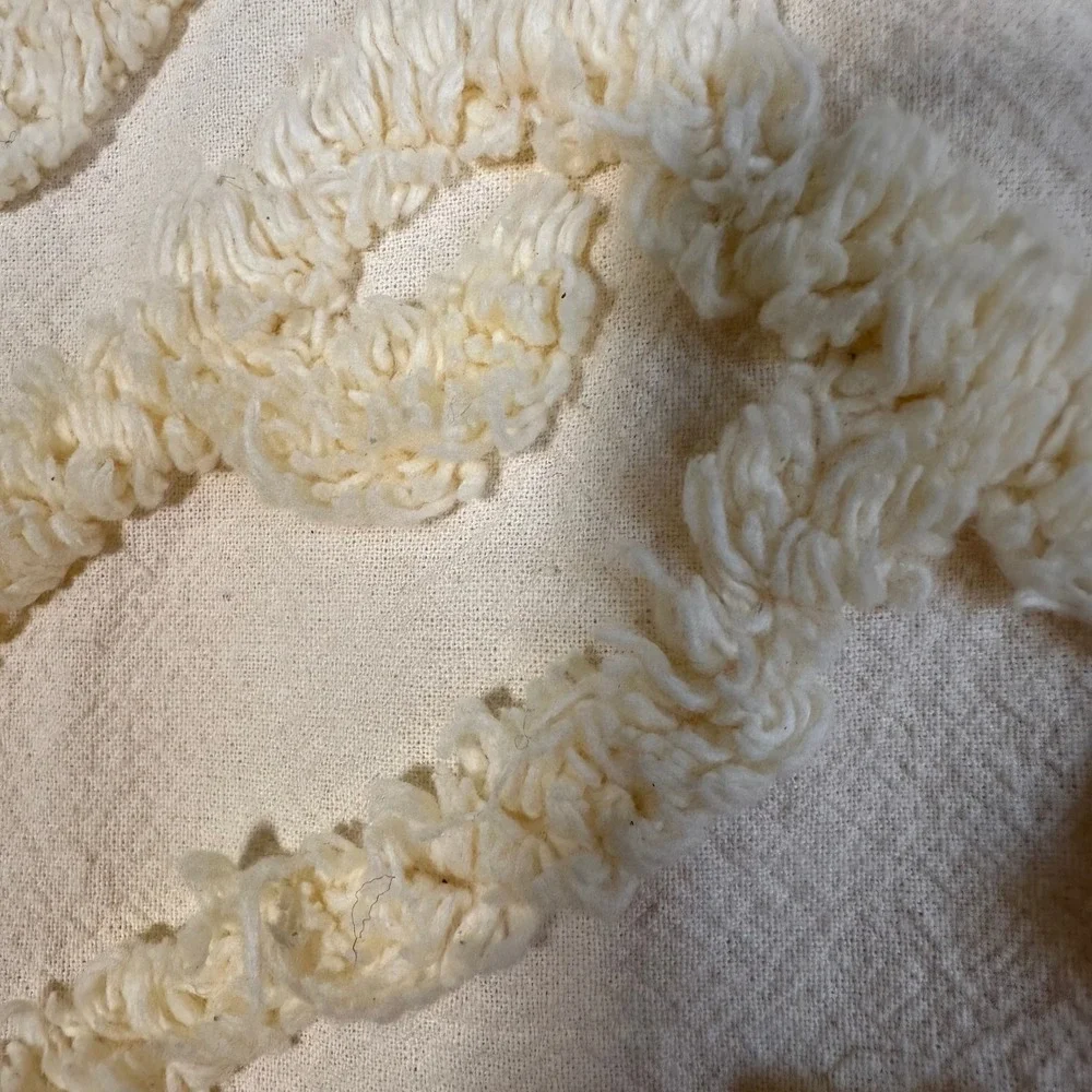 Set of 2 Yellow Chenille Tufted Pillow Shams Cotton Fringe Boho 26x22 RN 87077